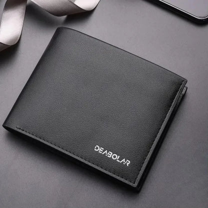Portefeuille homme en cuir véritable Produit de qualité supérieure Portefeuilles en cuir de vachette véritable pour homme Portefeuille court noir Portefeuille Homme Petits Portefeuilles