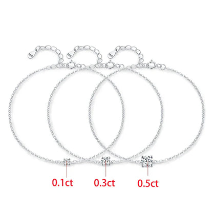 Trendy 0.1-0.5CT Moissanite Bracelets for Women Elegant Lab Diamond Adjustable Chain 925 Sterling Silver Wedding Jewelry