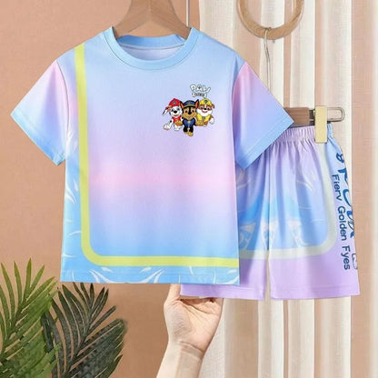 SUMMER Breathable Mesh Children Casual Outfits PAW Patrol Printed Boys Basketball Football Clothes Sets T Shirt Shorts 2pcs New