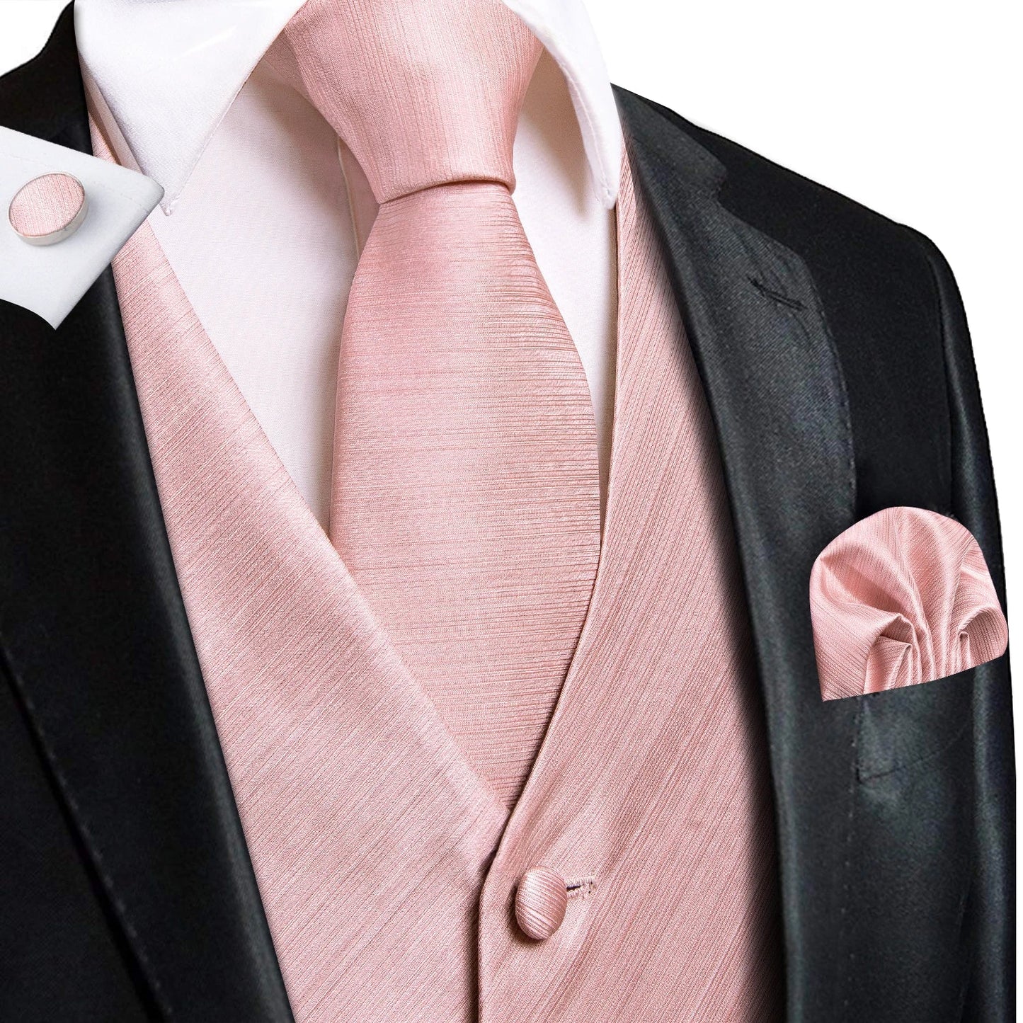 Business Black Men Vest Formal Silk Solid Paisley Jacquard Waistcoat Jacket NeckTie Hanky Cufflinks for Men Designer Gift Hi-Tie