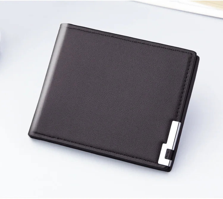 Short Men Wallets Card Holder Photo Holder Slim Male Print Wallet High Quality PU Leather Money Bag New Kpop Small Men's Purse