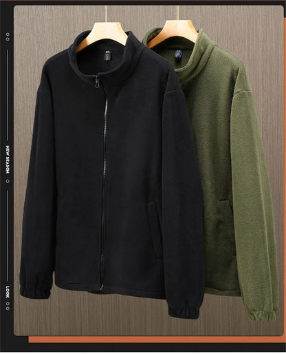 Solid Color Polar Fleece Jacket Men Winter Thcik Warm Fleece Jacket Coat Plus Size 12XL Fashion Casual Polar Fleece Coat Male