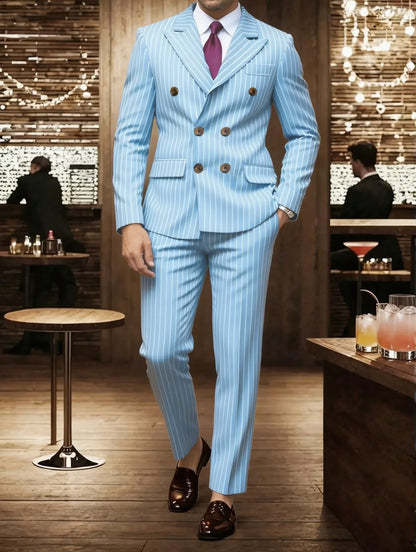 Men's Suit Sets Men's Striped Suits Dress Pants for Business Dinners and Weddings