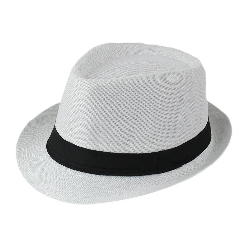 Summer Fedoras for Men Middle old aged Cap Linen Panama Solid  Jazz Hat Cowboy  Men's Women's  British Party Sun Hat