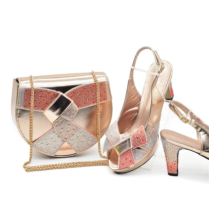 New Arrival Shoes and Bags Set for Women 2026 Italian Wedding Shoe for Women Bride Ladies High Heel Shoes with Rhinestone