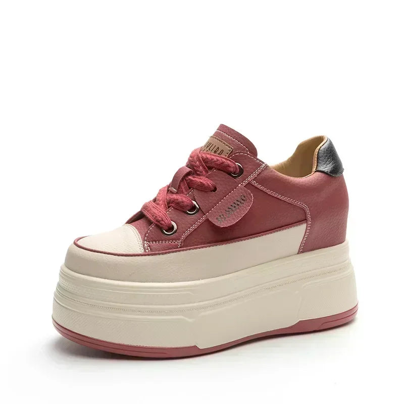 Hidden Heel Shoes High Platform shoes 9cm 3 inch comfortable sneakers for women Vulcanized Shoes Chunky Wedge Casual Shoes