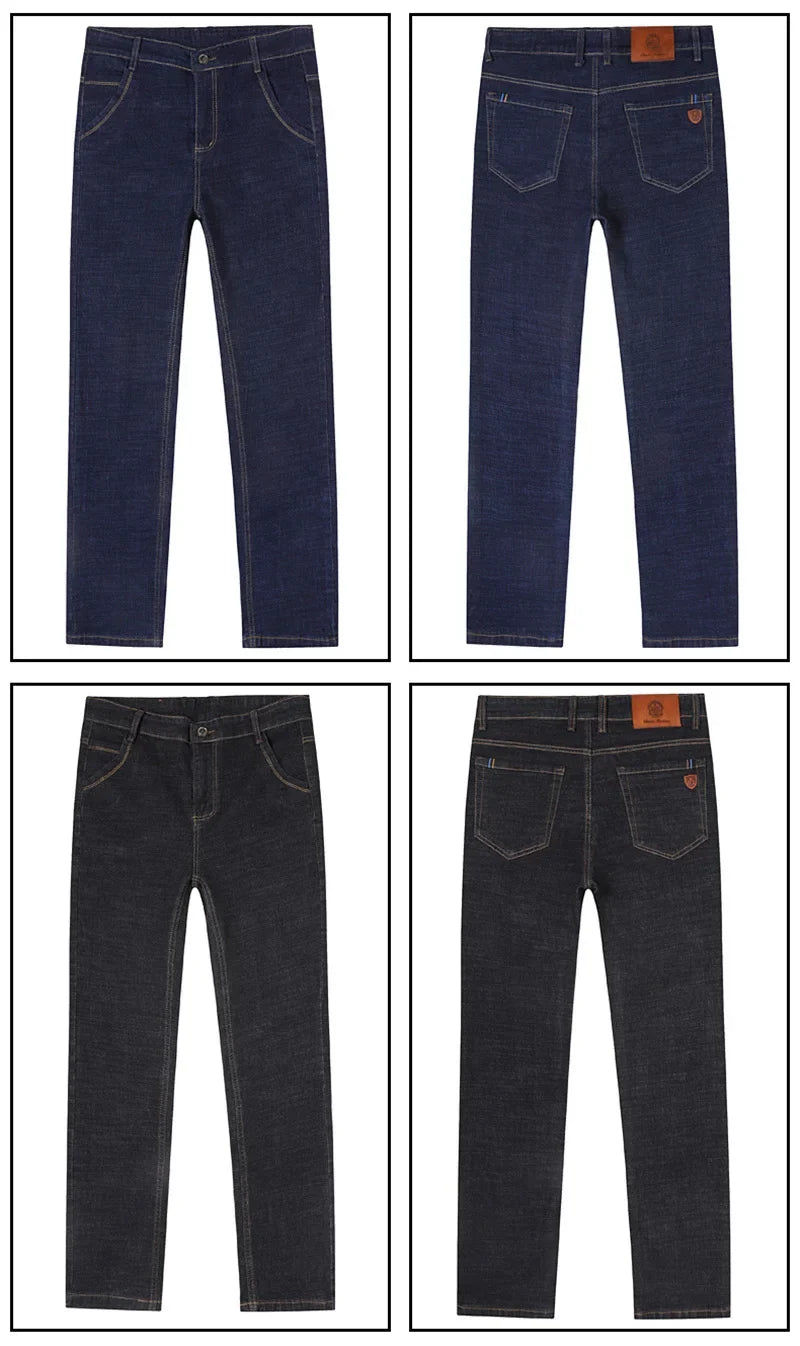 2024 Fashion Men Stretch Loose Straight Jeans Casual Elastic Slim Fit Denim Pants Male Brand Business Trousers Large size 38 40