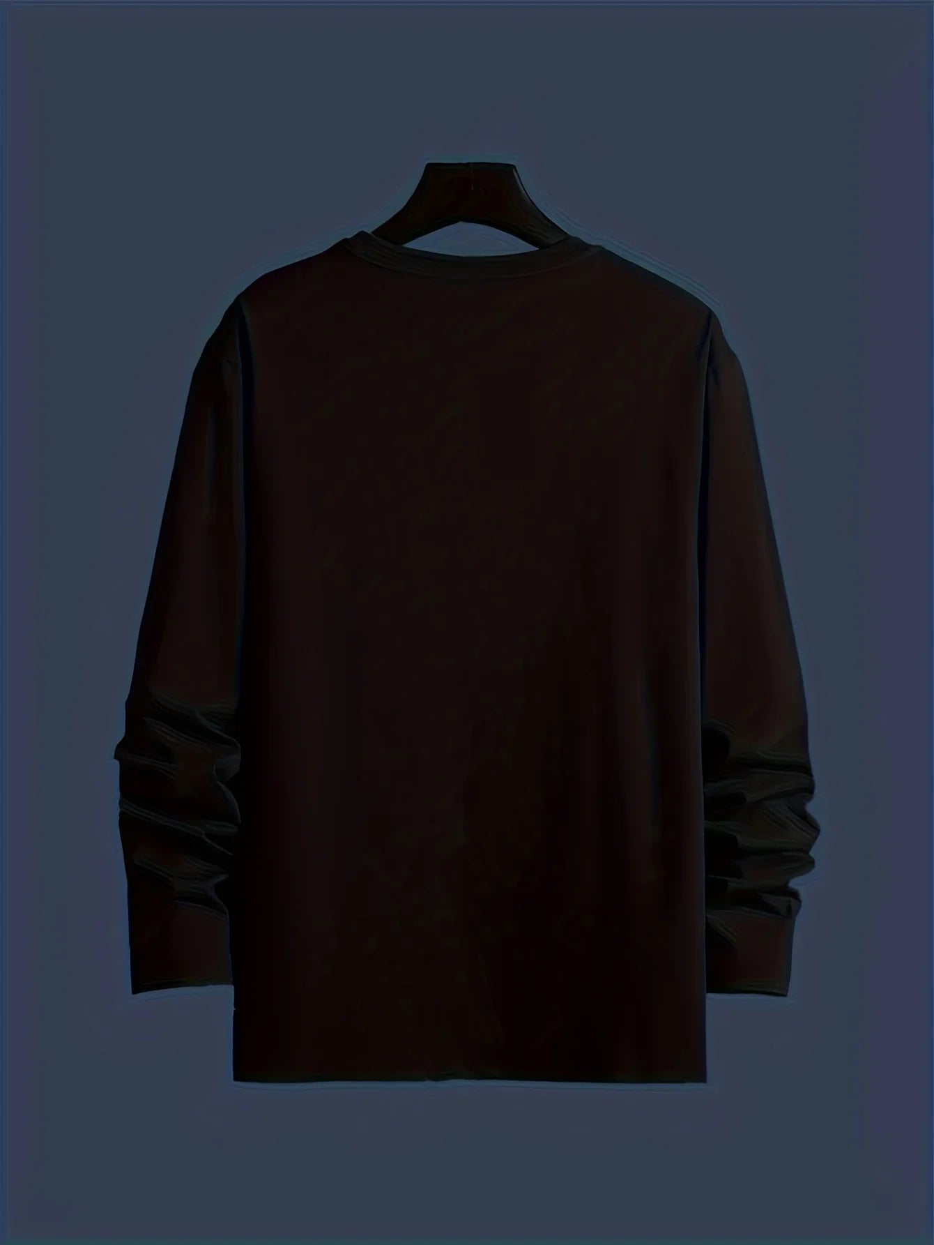 Loose Men's Solid Color Comfortable Breathable round Neck Printed Casual Trendy Long Sleeve Base Shirt for Spring Autumn Daily