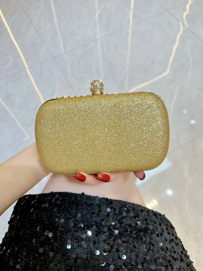 New Glass Diamond Clutch for Women, Exquisite French Rhinestone Evening Handbag, Luxury Lightweight Chain Bag for Formal Party