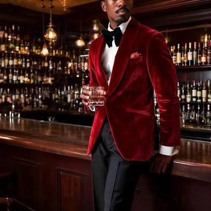 Men's Gold Velvet Tuxedo Blazer Shawl Lapel One Button Formal Jacket Fashion Slim Fit Wedding Prom Party Suit Coat