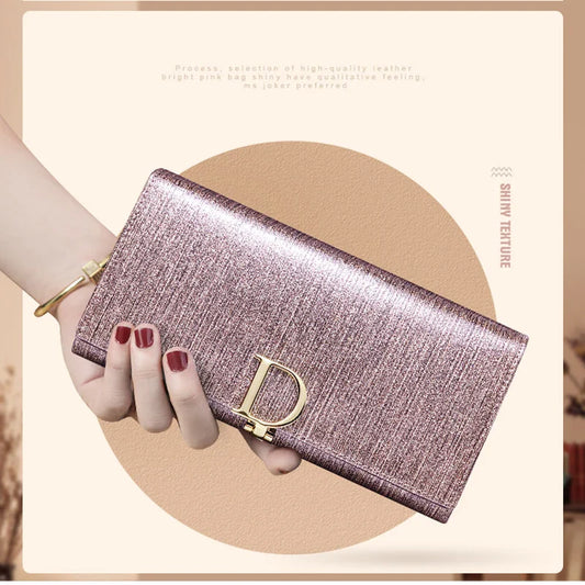 2025 New Women's Wallet, Long Wallet, Pearl D-Buckle, Large Capacity, Multiple Slots, Genuine Cowhide Wallet, Clutch Bag
