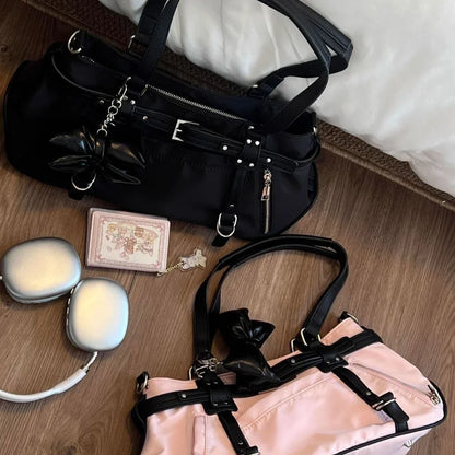 Korean Cute Harajuku Style Y2k Large Capacity Handbag Shoulder Bags Nylon Waterproof Cloth Commuter Storage Bags Women's Bag