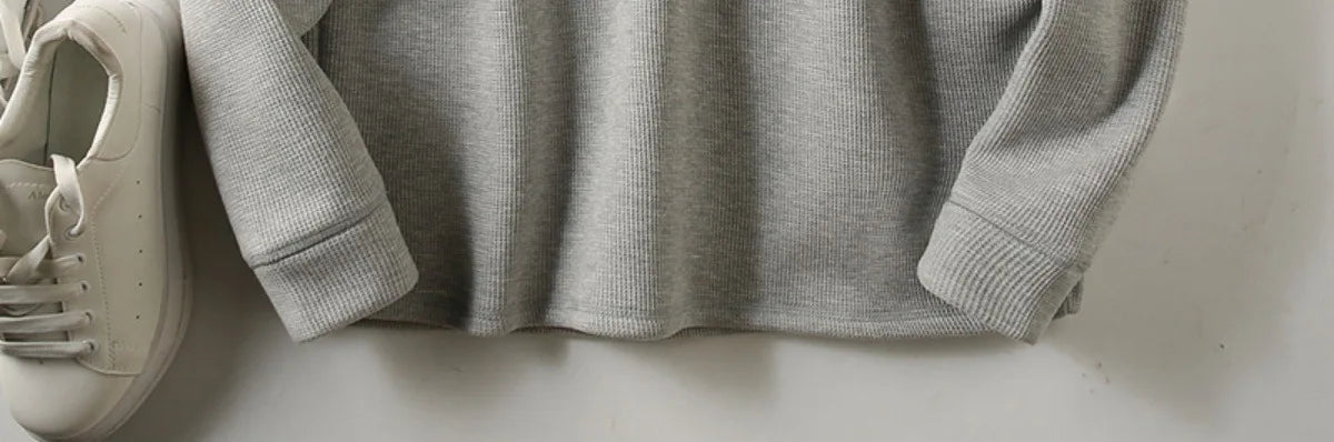 Men's Fleece - Lined Thickened Long - Sleeved Henley Neck Waffle Knit T - Shirt