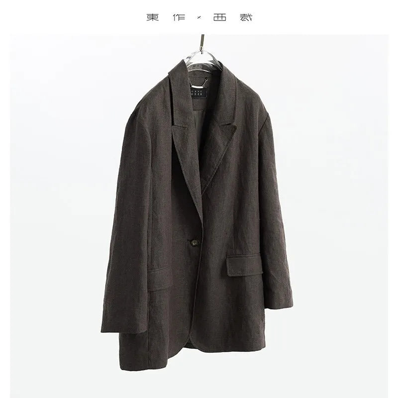 Simple and Understated~ One-Button Women's Blazer, Thin Spring/Summer Suit, New Casual Commuter Jacket, Loose Fit