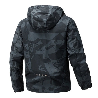 Softshell Outdoor Jacket Men Zip Up Hooded Waterproof Jacket Hiking Camping Windbreaker Lightweight Spring Autumn Coats