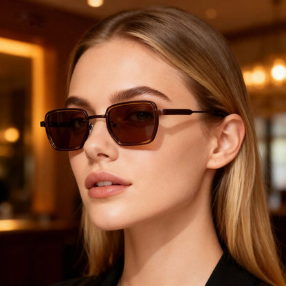 Vintage High-end Metal Steampunk Sunglasses Men Square Polarized Sun Glasses Women Stylish Retro Brand Shades Male Female UV400