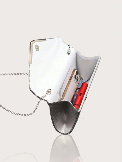 Gorgeous and elegant sparkly women's clutch bag, paired with a gorgeous rhinestone necklace, earrings and bracelet set of four.