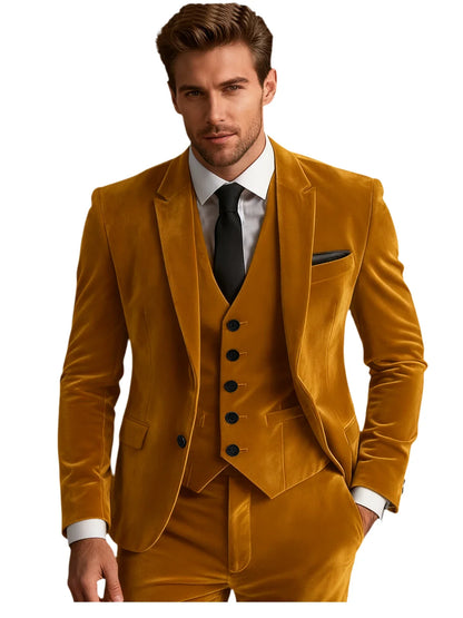 Elegant Wedding Men's Suit Business Tuxedos Formal 3 Piece Set Jacket Vest Pants Single Breasted Men Sport Coats Blazers