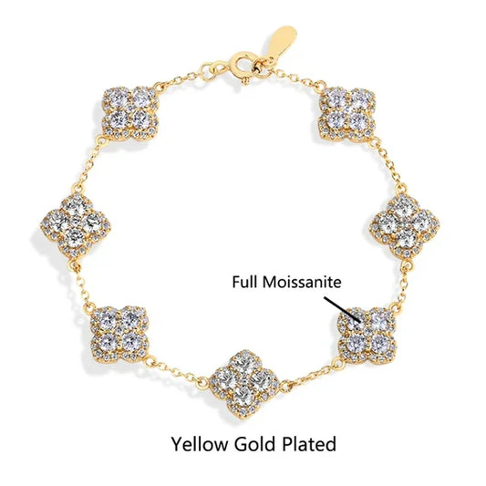Bracelets S925 en argent sterling avec Moissanite, diamant de laboratoire D VVS1, plaqué or 18 carats pour femme, cadeau de fiançailles