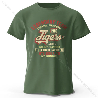 Minimalist Tiger Silhouette Printed 100% Cotton T-Shirt, Breathable Round Neck Short Sleeve Tee for Men & Women