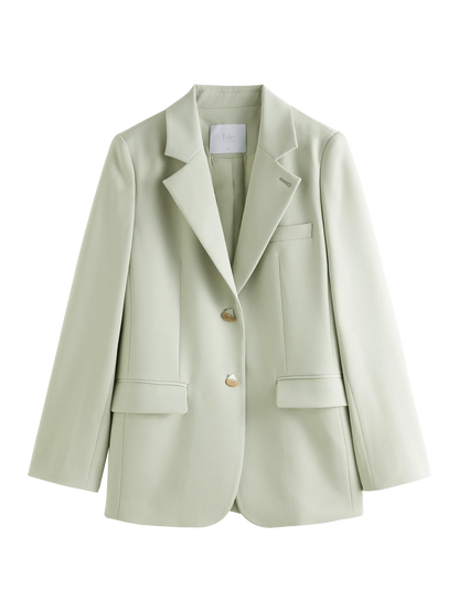 Versatile Elegant Style Blazer Jacket for Women 2025 New Arrival Unique Design Office Loose Top Green Chic Coat 25FS11075