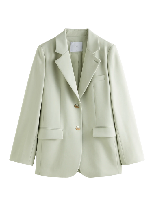 Versatile Elegant Style Blazer Jacket for Women 2025 New Arrival Unique Design Office Loose Top Green Chic Coat 25FS11075