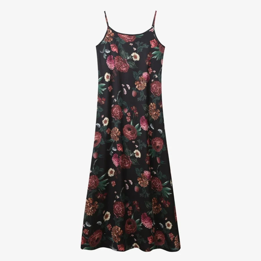 AS AW25 woman clothing mockneck + elegance slip satin dress matching look adjustable maxi floor length lady wear