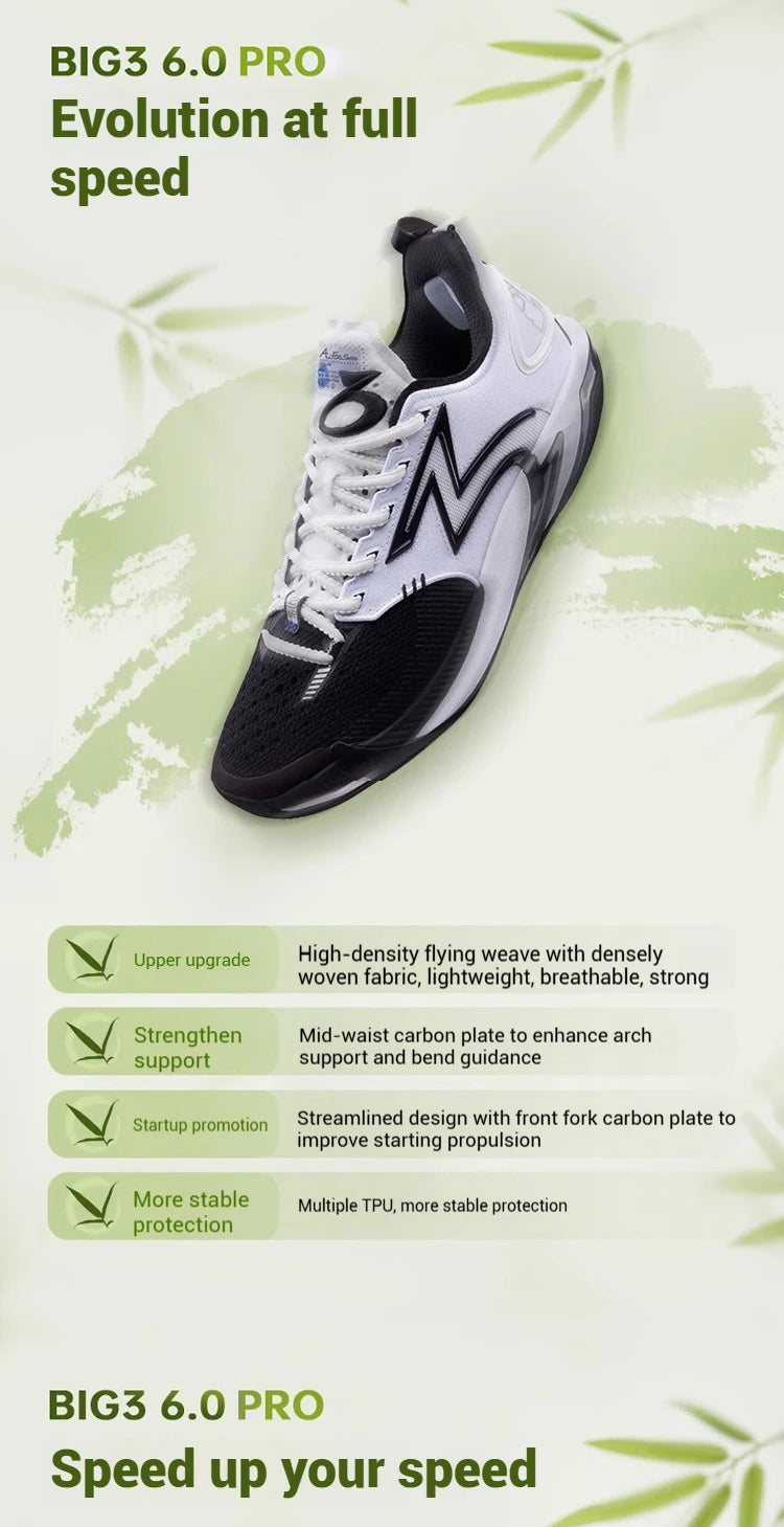 BIG3 6.0 Pro Men Basketball Shoes Carbon Plate Breathable Flexible Training Shock-Absorbing Male Sneakers 672521106