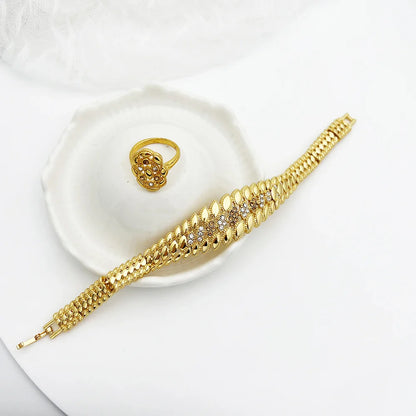 High Quality Dubai Gold Plated Jewelry Set For Women Luxury Design Spike Necklace Earrings Bracelet Ring For Weeding Party Gift