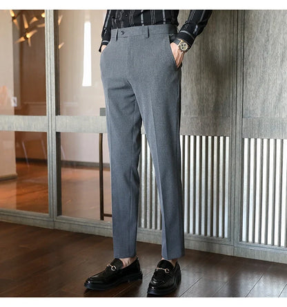 Plus size 40 38 Men Business Solid Suit Pant 2026 Spring Formal Slim Fit Wedding Trouser Mens Brand Fashion Casual Dress Pants