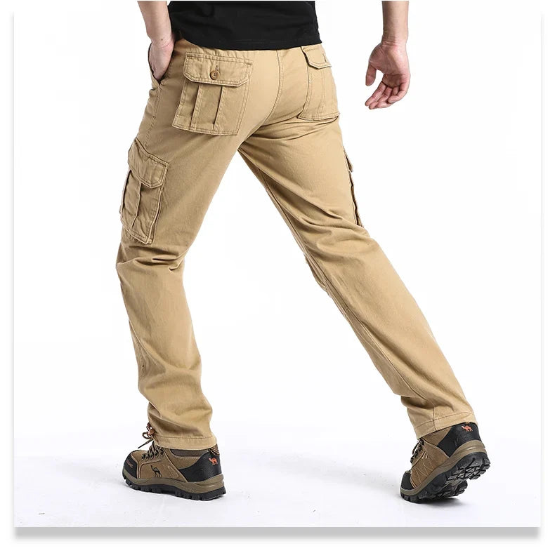 Big Size Men's Casual Sports Pants Stretch Waist Tactical Cargo Pants Man Hiking Pants Joggers Cotton Trousers