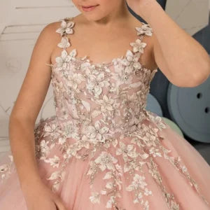 Tulle Flower Girl Dresses for Wedding Floral Appliques Princess Pageant Dress Girls Birthday Party Ball Gown