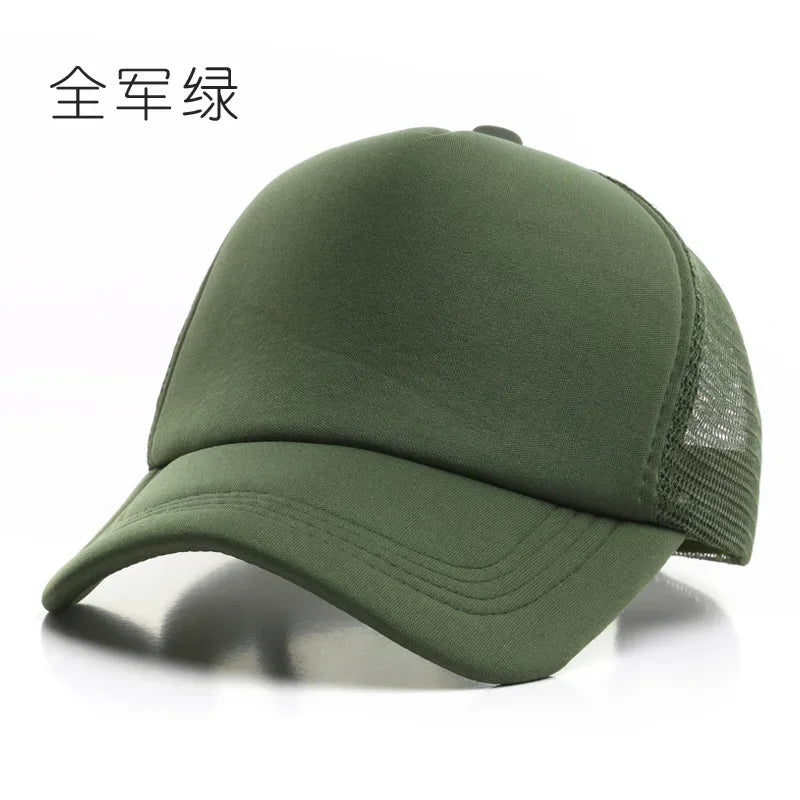 Unisex Cheaper 5 Panel Trucker Hat For Adult Summer Net Baseball Cap Men Women Sponge Mesh Adjustable Sun Hat Visor