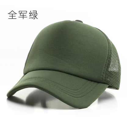 Unisex Cheaper 5 Panel Trucker Hat For Adult Summer Net Baseball Cap Men Women Sponge Mesh Adjustable Sun Hat Visor