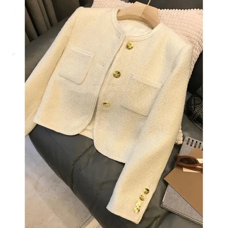 Women's Suit Coat 2025 Spring Autumn Temperament Versatile Ladies Woolen Blazer Jacket Casual Loose Lady Blazer Outerwear