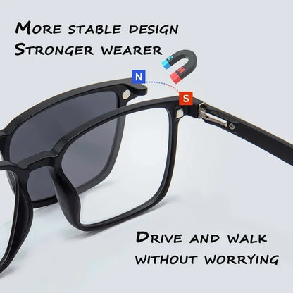 Gradient Men Flip Up Clip on Men Driving Polarized Oversized Optical Myopia Glasses Magnetic Eyeglasses For Women TJ2191