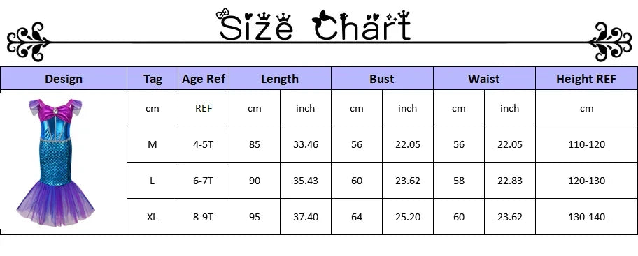 Mermaid Dress for Girl Charm Princess Cosplay Sequin Bling Costume for Kids Girl Fish Beauty Birthday Party Halloween Clothing