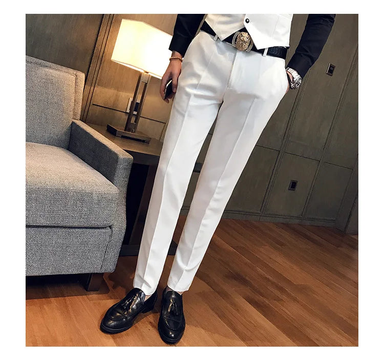 2022 Spring Summer New Men Suit Pants Solid Color Casual Business Dress Pants Slim Fit Trousers Formal Men Social Casual Pants