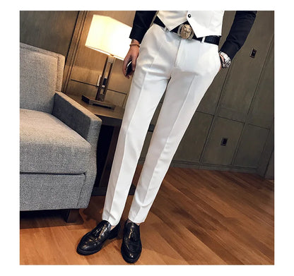 2022 Spring Summer New Men Suit Pants Solid Color Casual Business Dress Pants Slim Fit Trousers Formal Men Social Casual Pants