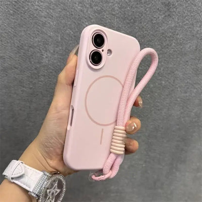Candy Soft Liquid Silicone for Magsafe Case for iPhone 18 17 16 15 14 Pro Max Shockproof Magnetic Charging Lanyard Strap Cover