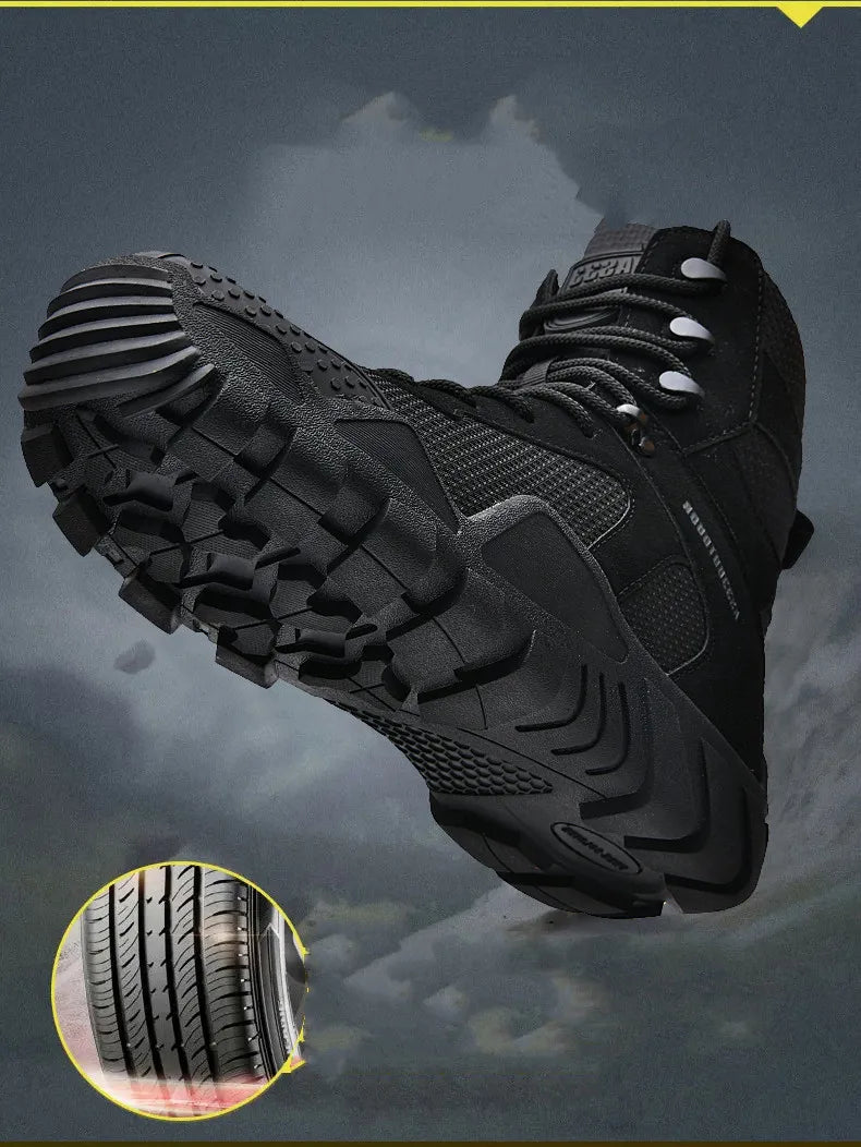 Outdoor High Top Mens Hiking Boots Waterproof Men Trekking Boots Hunting Sneakers Mountain Climbing Boots Botas Tacticas Hombre