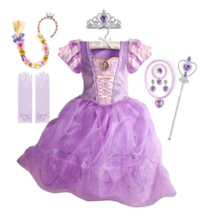 Disney Cinderella Cosplay Costume Kids Clothes for Girls Sequins Princess Dress with Floral Bow Birthday Party Ball Gown