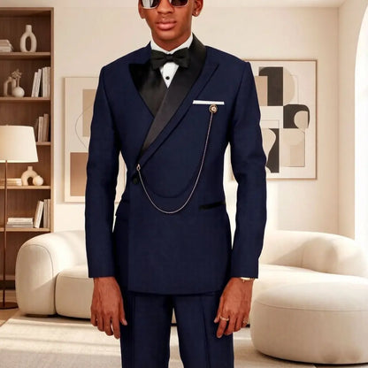 Slim Fit Suits for Men 2 Pieces Formal Wedding Suits Mix Match Elegant Asymmetric Shawl Collar Embellished Separates Prom Wear