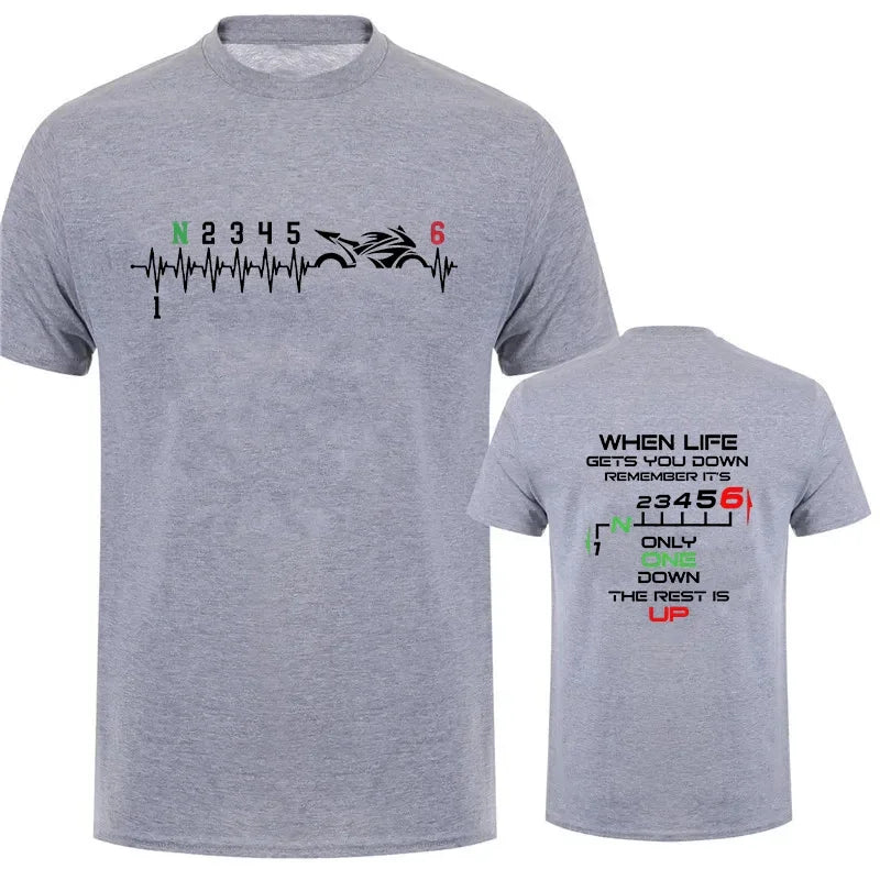 Motorcycle Gear Biker Heartbeat Print Men T-Shirts Summer Men's T Shirt Clothing Oversized Men Tshirt Graphic T Shirt