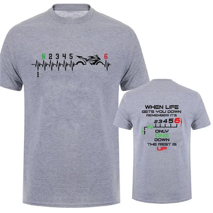 Motorcycle Gear Biker Heartbeat Print Men T-Shirts Summer Men's T Shirt Clothing Oversized Men Tshirt Graphic T Shirt
