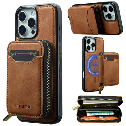 For Magsafe Magnetic Leather Phone Case for iPhone 16E 17 Air 16 15 Plus 14 13 12 11 Pro Max Wallet Card Holder Pocket Cover
