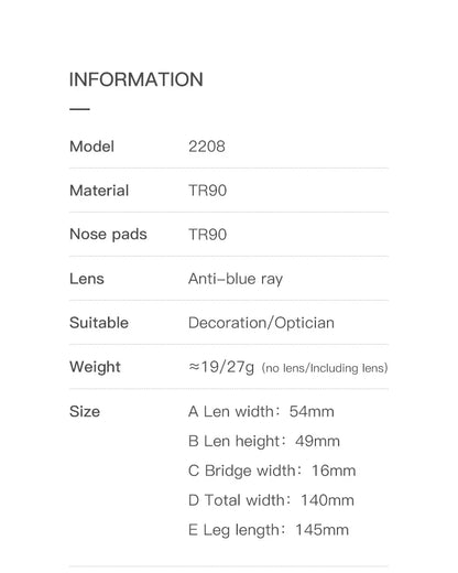 Simple Design Fashionable Large Frame Anti-Blue Light Glasses Women's Reading Glasses Customizable Prescription PFD2208