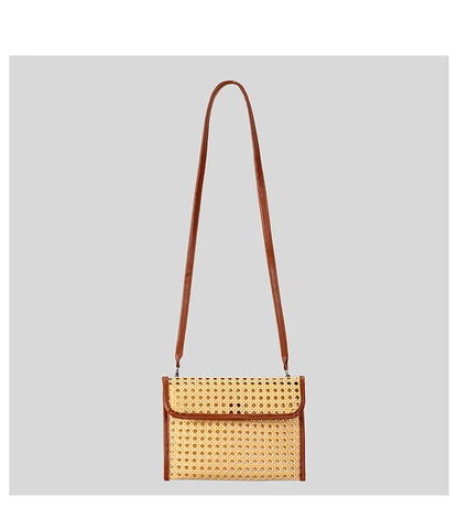 Fashion Imation Rattan Hollow Clutch Bag for Women Woven Shoulder Crossbody Bags Casual Summer Beach Bag 2025