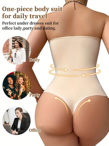 Large Size Strapless Thong Bodysuits Women Belly Control Full Body Shaper Adjustable Bust Removable Push Up Breast Underwear 4XL