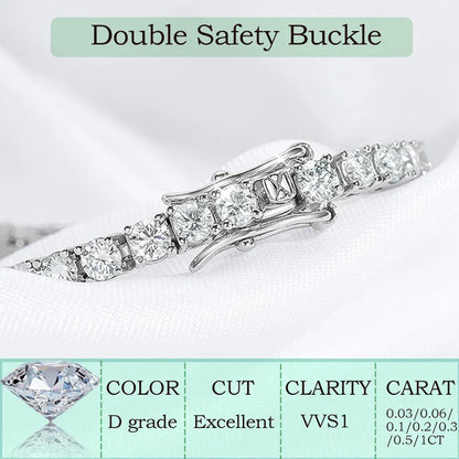 2-6.5mm Real Moissanite Tennis Bracelet for Women Christmas Gift Platinum Plated 100% 925 Sterling Silver Wedding Jewelry
